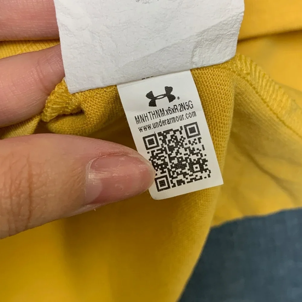 Under Armour T Shirt Men Large Yellow Loose Fit Logo Cotton Running Sportswear